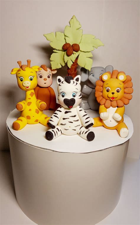 Zoo Animal Fondant Cake Toppers, Safari Fondant Animals, Birthday Cake ...