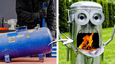 Rusty Old Air Compressor Turned Into Minion BBQ Grill Metalworking