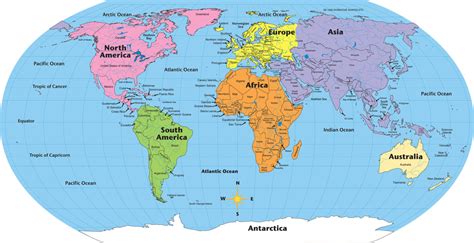 Map Of The World Continents Labeled