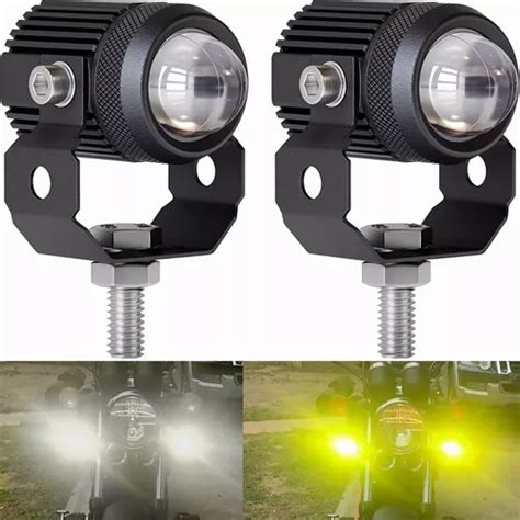 Par Faros Lupa Doble Color Alta Baja Para Auto Moto W Cuotas Sin