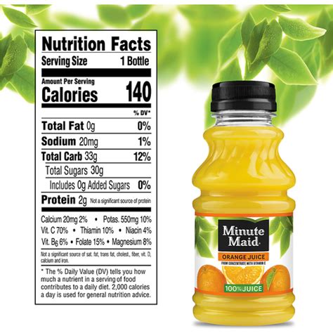 Minute Maid Nutrition Facts Orange Juice - Bios Pics