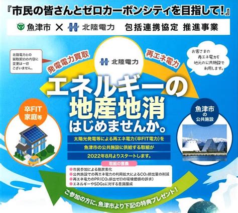 自治体と電力会社によるエネルギーの地産地消ゼロカーボンシティを目指す富山県魚津市の取組み みんなの再エネ取組み 再