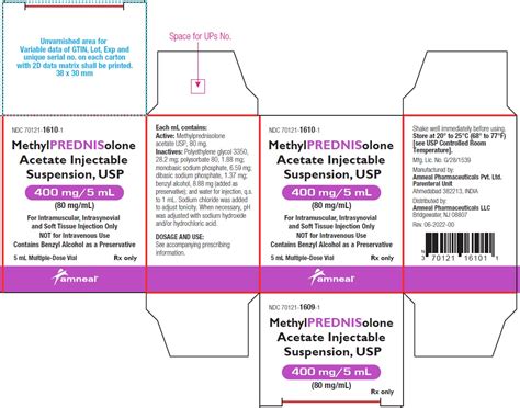 Methylprednisolone Acetate Injectable Suspension Usp 40 Mgml And 80 Mgml Rx Only Not For