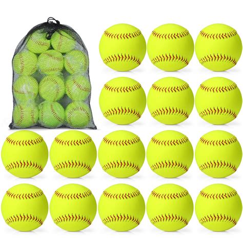 Lewtemi 18 Pack 12 Yellow Sports Practice Softballs Official Size And