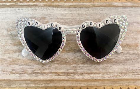 Bedazzled Rhinestone Bride Sunglasses Heart Sunglasses Etsy