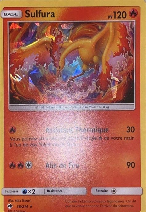 Sulfura holographique Mosaique carte Pokémon 38 214 Tonnerre Perdu