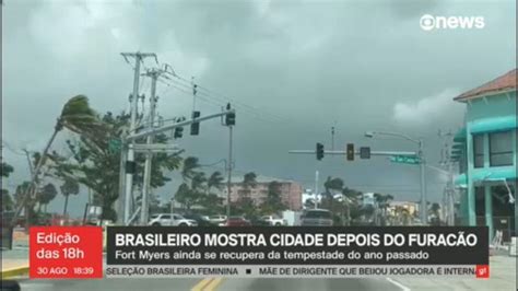 Brasileiro mostra cidade depois do Furacão GloboNews Jornal GloboNews