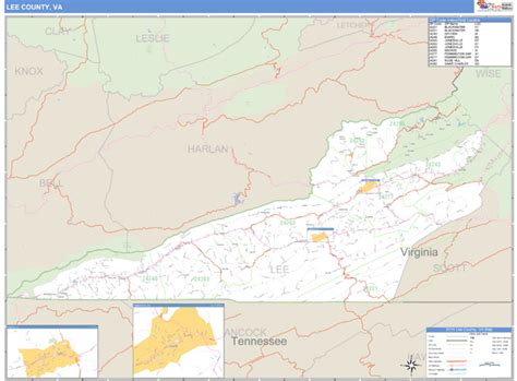 Lee County Virginia Zip Code Wall Map