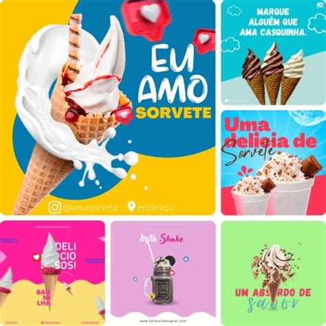 Posts Prontos Para Sorveteria Pack Canva Artes