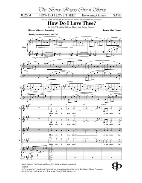 How Do I Love Thee Sheet Music Elizabeth Barrett Browning Satb Choir