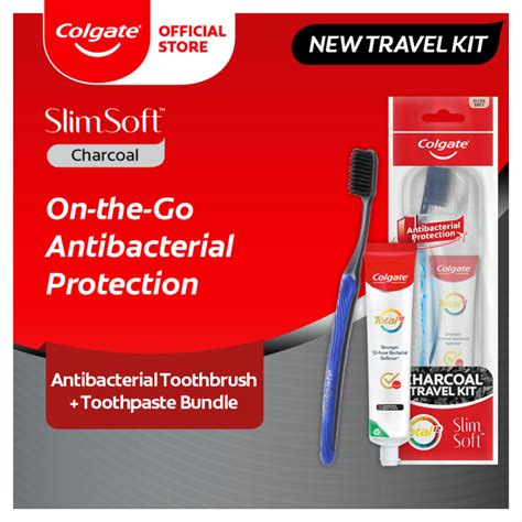 Colgate SlimSoft Travel Pack Toothpaste 35g Charcoal Toothbrush