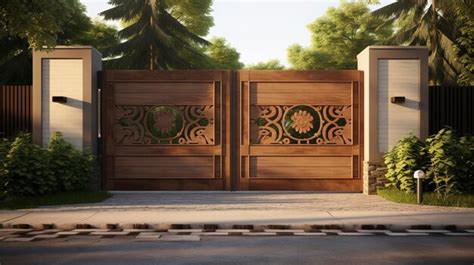 Premium AI Image | Modern wooden gate design ideas are more elegant and the images are more ...