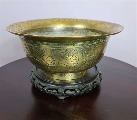 Large And Heavy Chinese Brass Bowl