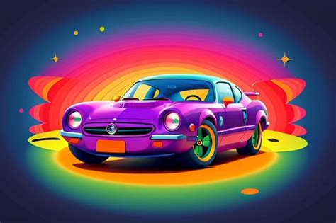 Premium Photo Psychedelic Space Flat Cartoon Illustration Of Cars In