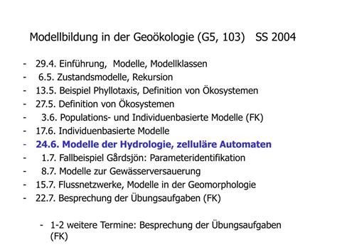 Ppt Modellbildung In Der Geo Kologie G Ss Powerpoint