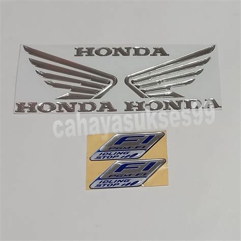 Sticker Timbul Sayap Honda Silver Chrome Reflective Logo Honda Stiker