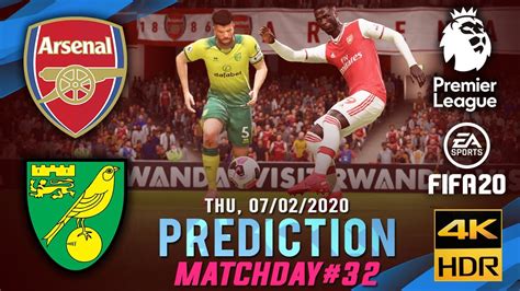 Arsenal Vs Norwich City Fifa 20 Predicts Premier League Matchday 32