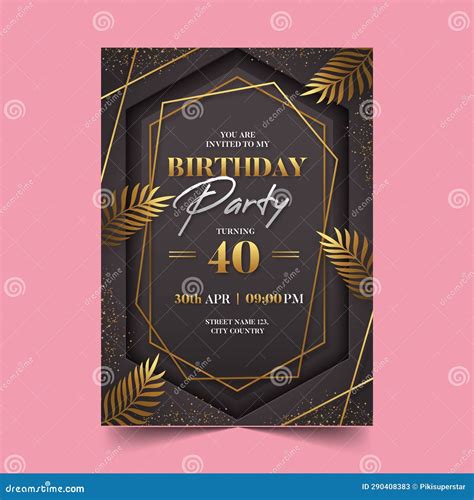 Gradient Elegant Birthday Invitation Vector Design Stock Vector