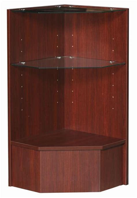 Pentagon End Corner Showcases Cherry Finish Small Glass Display Cases