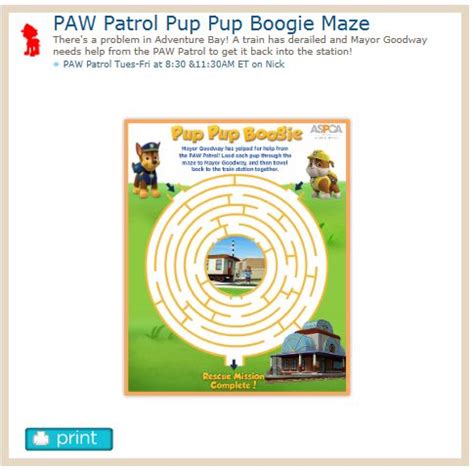 Nickjr Printables Paw Patrol Pup Pup Boogie Maze Jhtml