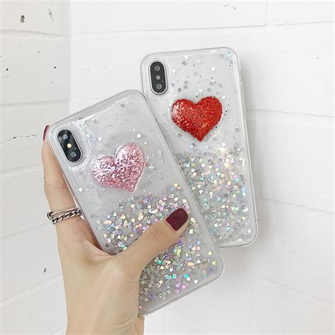 Glitter Love Heart Phone Case For Iphone X Iphonexcase Iphoneaccessories Capinhas Iphone