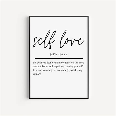 Self Love Definition Print Positive Affirmation Sign Quote Print Wall