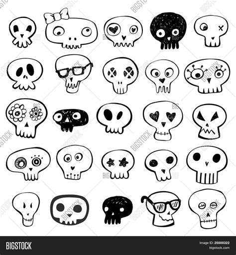 Skulls Doodles Vector Vector And Photo Free Trial Bigstock