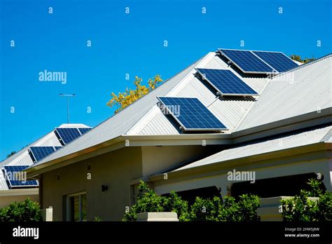 Residential Solar Panels On House Roof Stock Photo Alamy