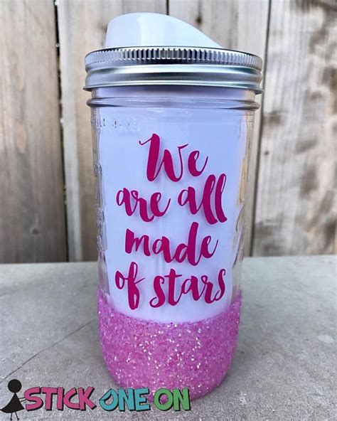 We Are All Made Of Stars Pink Glitter Dipped Mason Jar 24oz Etsy