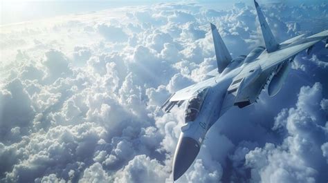 Premium Photo Fighter Jet Soaring Through Cloudy Sky