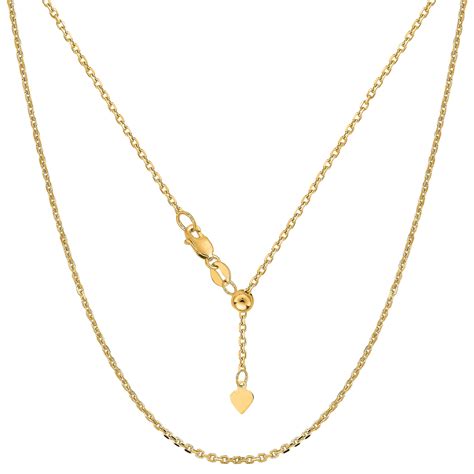 10k Yellow Gold Adjustable Cable Link Chain Necklace 09mm 22