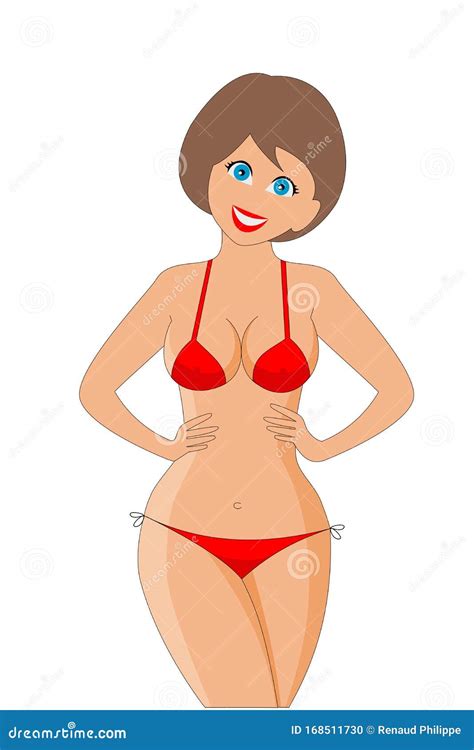 Vector Woman In Red Bikini Swimsuit Stock Vector Illustration Of Girl