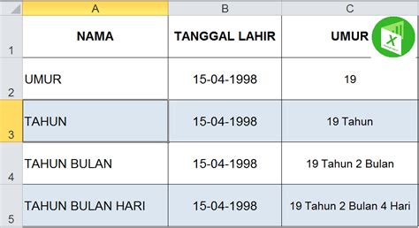 Rumus Menghitung Usia Kronologis Anak Excel Dan Rumus Kimia