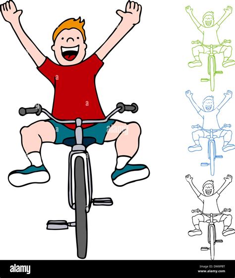 Cartoon Image Kid Riding Bicycle Hi Res Stock Photography And Images