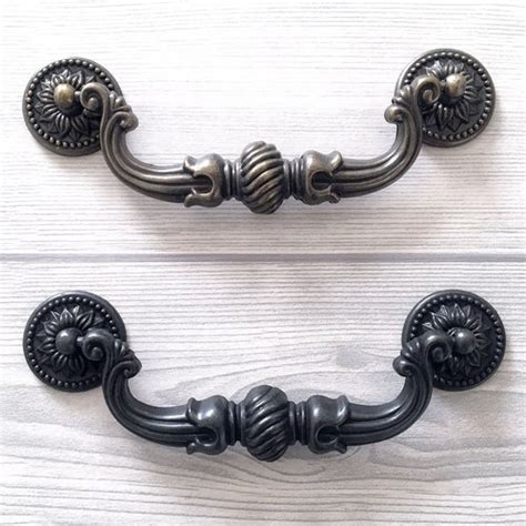 4 Vintage Style Drop Bail Drawer Pull Knob Dresser Pulls Etsy