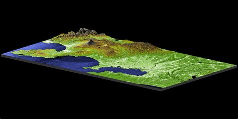 Perspective View with Radar Image Overlaid, Color as Height: Mt. Fuji ...