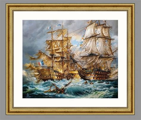 Battle Of Trafalgar Gicl E Fine Art Print From Original Oil Painting By