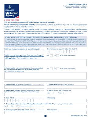 Fillable Online Ukba Homeoffice Gov Online Transfer Form Vaf Oct 2011