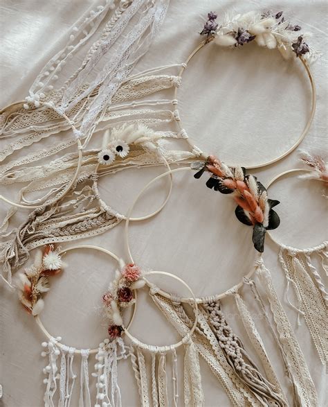 Traumfänger boho Türkranz Trockenblumen Makramee Blumenring Etsy 日本