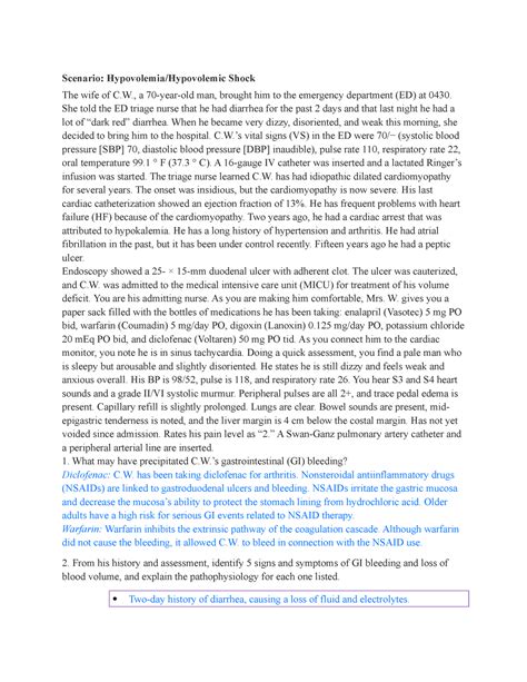 Case Study Hypovolemic Shock Scenario Hypovolemia Hypovolemic Shock