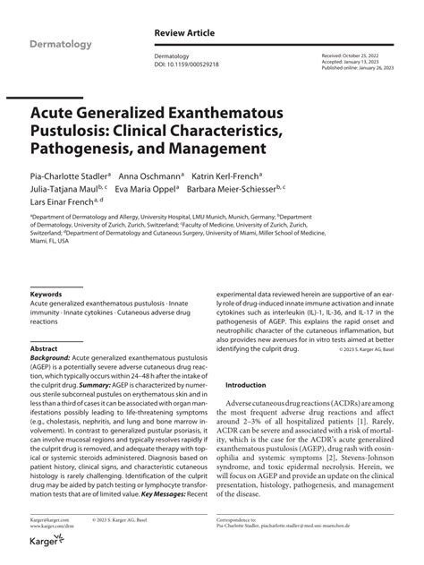 Pdf Acute Generalized Exanthematous Pustulosis Clinical