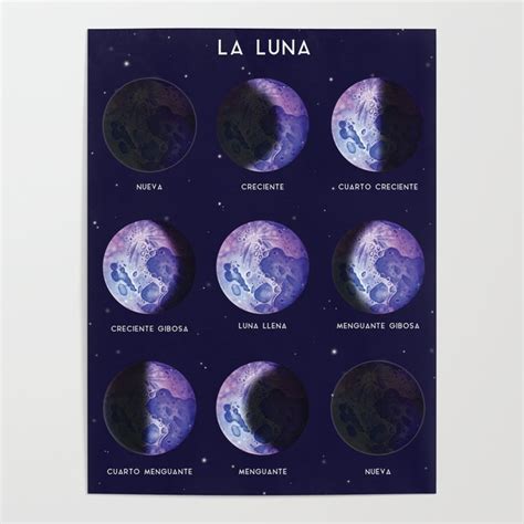 Lunar Moon Phases Spanish Poster By Marissa Cuevas Society6