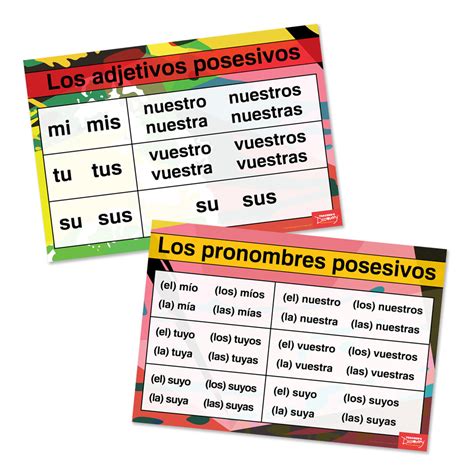 Possessives Spanish Charts Set Of Classroom D Cor Teacher S Discovery