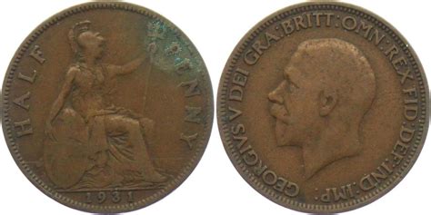 Großbritannien 1 2 Penny 1931 George V 1910 1936 sitzende