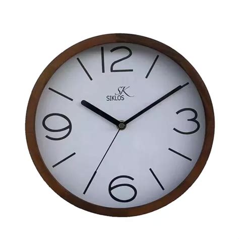 Reloj Pared Madera Siklos 25 Cm Blanco Silencioso Color De La