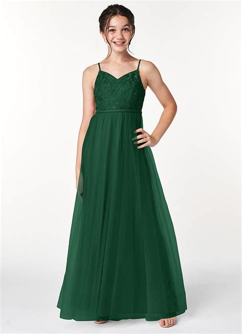 Dark Green Azazie Layla JBD Junior Bridesmaid Dresses Azazie