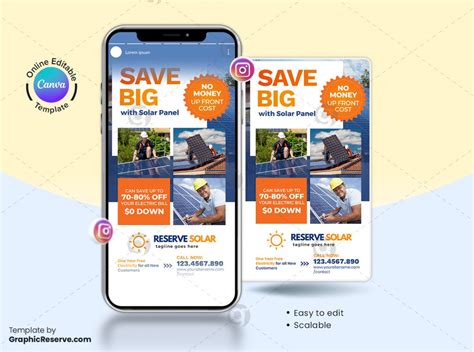 Save Big With Solar Instagram Story Canva Template Graphic Reserve