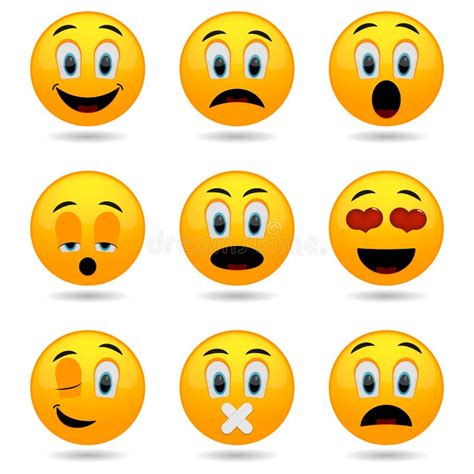 Gli Smiley Vector Linsieme Icone Sorridente O Emoticon Del Fronte Con