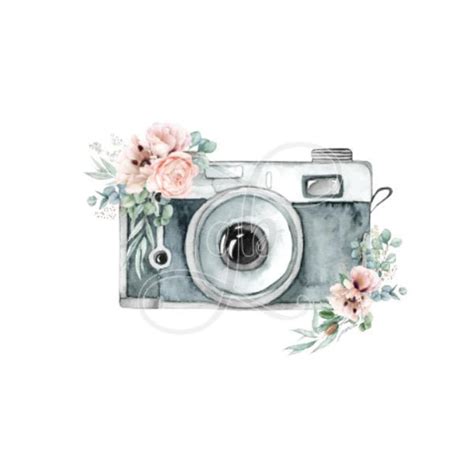 Watercolor Floral Camera FLCA3 PNG ONLY Sublimation Etsy