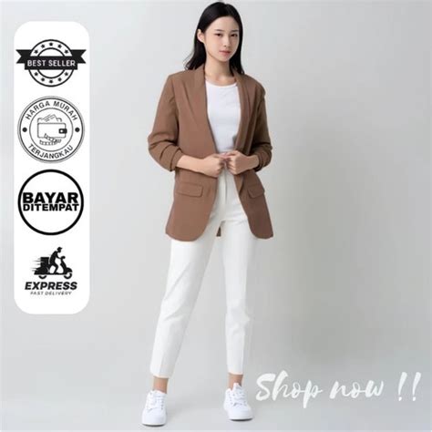 Jual Jas Blazer Wanita Kerja Kantor Formal Kuliah Santai Terbaru Korea